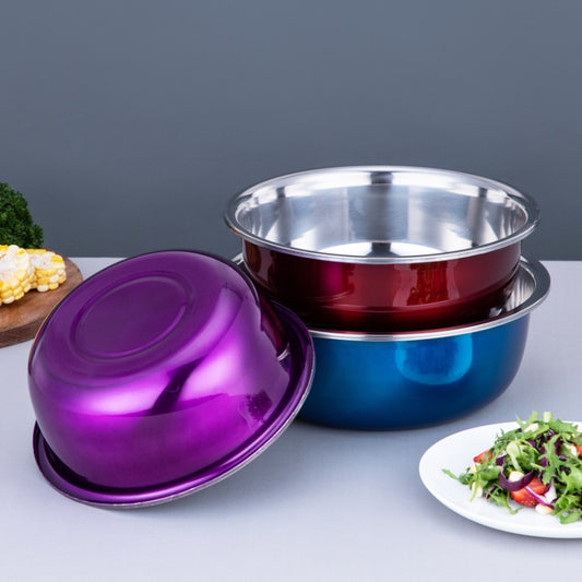 3 PCS / Set SiGang Stainless Steel Kitchen Supplies Seasoning Colorful Basin(22cm+24cm+26cm) by bashfashion