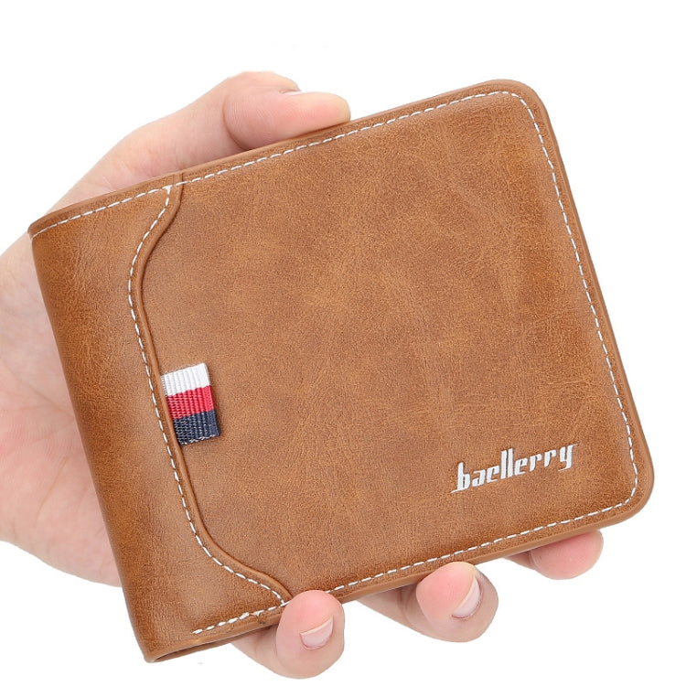 Baellerry Short Wallet Tri-fold Horizontal Coin Purse For Men(Dark Coffee) by Baellerry