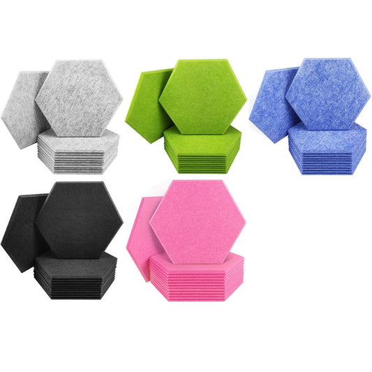 Hexagonal Color Decorative Acoustic Panels, Random Color Delivery(9 mm 3.7 KG Type) by bashfashion