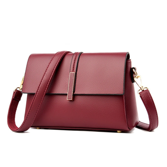 Large-capacity Commuter Women Bag Single-shoulder Messenger Small Square Bag(Red Wine) by bashfashion