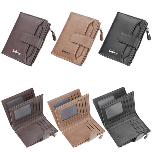 Baellerry D3218 Men Short Multi-Card Slot Zipper Wallet Large Capacity Card Holder(Khaki) by Baellerry