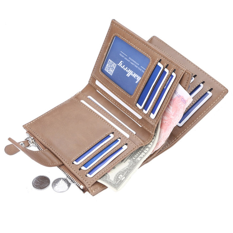 Baellerry D3218 Men Short Multi-Card Slot Zipper Wallet Large Capacity Card Holder(Brown) by Baellerry