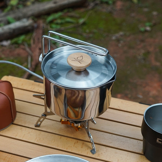 Outdoor Multifunctional 304 Stainless Steel Burning Kettle(1L) by bashfashion