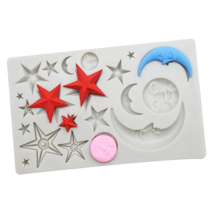 Star Moon Face Chocolate Clay DIY Silicone Mold(Gray) by bashfashion