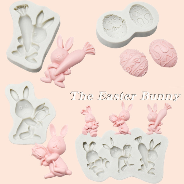 2 PCS Easter Bunny Egg Chocolate Baking Clay Silicone Mold, Specification: Double Egg by bashfashion