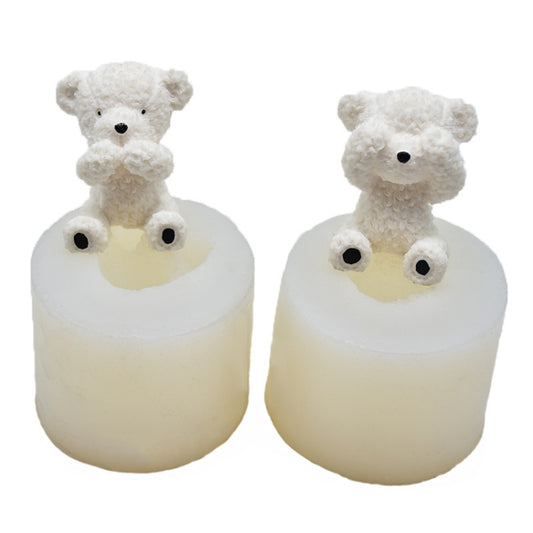 DIY Stereo Bear Aroma Cake Baking Silicone Mold(With Tail Covering Eyes Bear) by bashfashion