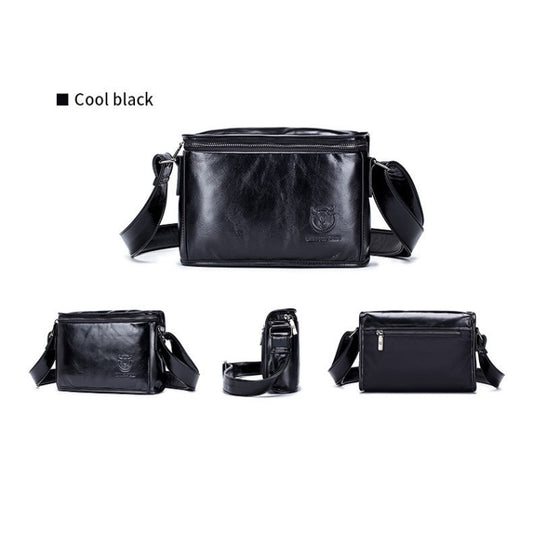 BULL CAPTAIN Leather Shoulder Messenger Bag For Men(Cool Black) by BULL CAPTAIN