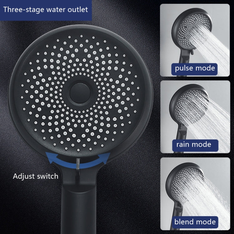 Home Handheld Silicone Supercharged Shower Nozzle, Style: Black+Soft Tube+Space Aluminum Seat by bashfashion