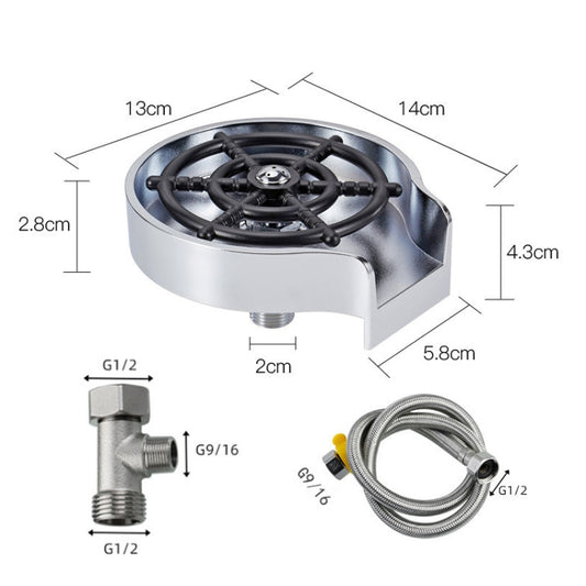 Automatic Faucet High Pressure Spray Washer, Style: Silver+Soft Hose+G9/16 Three-way by bashfashion