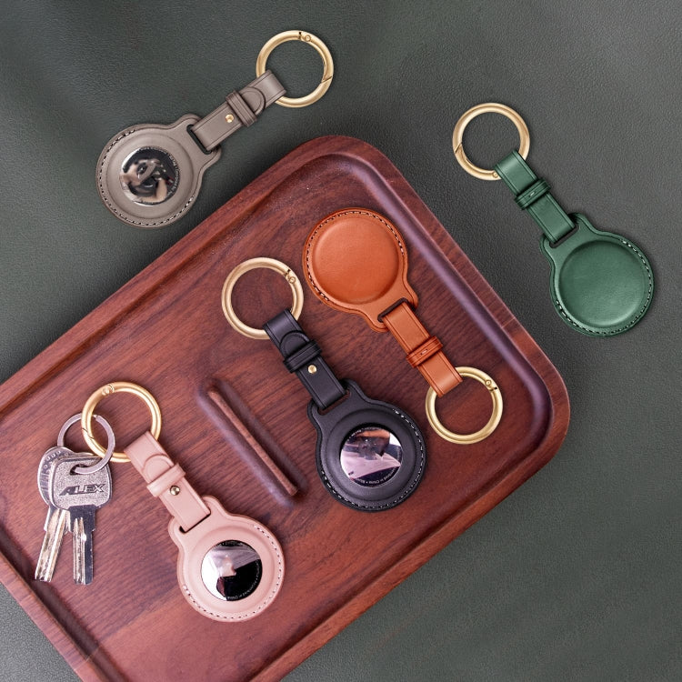 First Layer Cowhide Tracker Cover Pet Child Anti-lost Device Case for AirTag(Green) by bashfashion