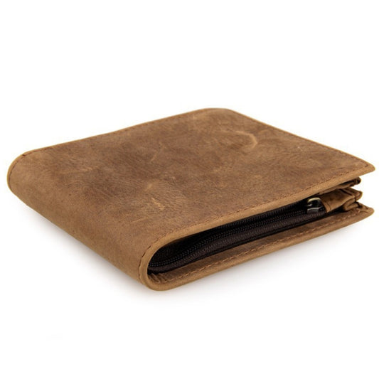 Vintage Crazy Horse Leather Wallet Short Wallet For Men(Brownish Yellow) by J.M.D