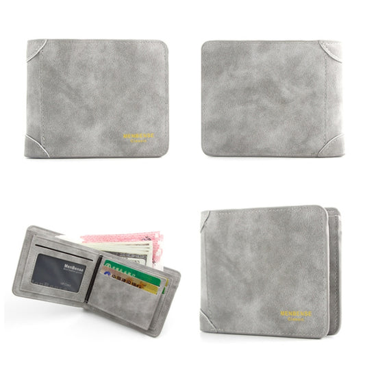 Menbense Matte Short Large Capacity Fashion Casual Adapter Male Wallet(Light Grey) by Menbense