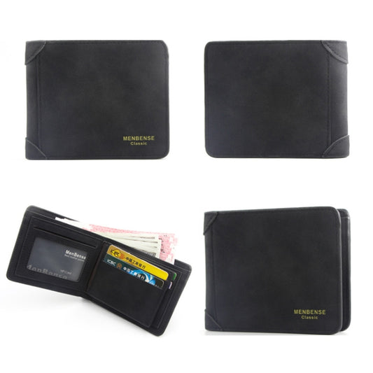 Menbense Matte Short Large Capacity Fashion Casual Adapter Male Wallet(Black) by Menbense