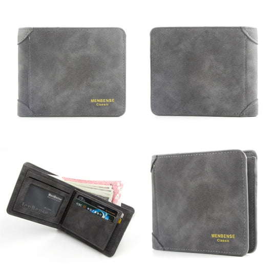 Menbense Matte Short Large Capacity Fashion Casual Adapter Male Wallet(Dark Gray) by Menbense