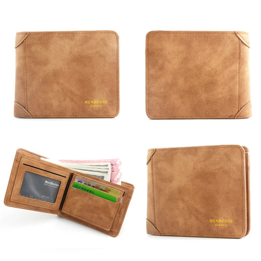 Menbense Matte Short Large Capacity Fashion Casual Adapter Male Wallet(Light Brown) by Menbense