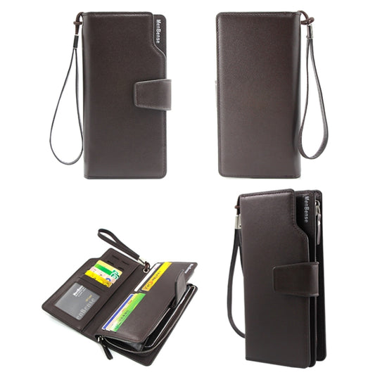 Menbense Fashion Business Simple Handbag PU Large Capacity Male Wallet(Dark Brown) by Menbense