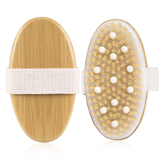 PPR Soft Beaded Boar Bristle Handleless Oval Massage Bath Brush(As Show) by bashfashion