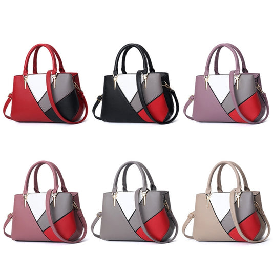 A51 PU Colorblock Ladies Handbag(Purple) by bashfashion