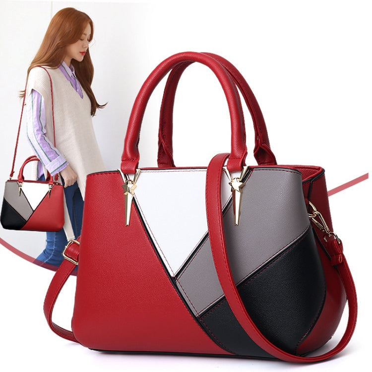 A51 PU Colorblock Ladies Handbag(Khaki) by bashfashion
