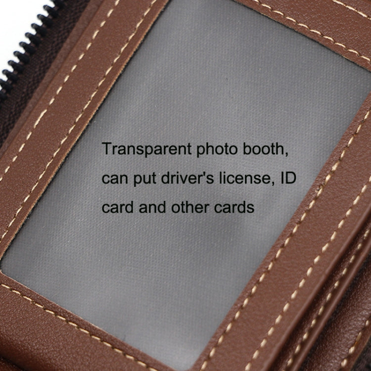 Menbense Casual Fashion Large Capacity Multi-Card Retro Zipper Wallet(Light Brown) by MenBense