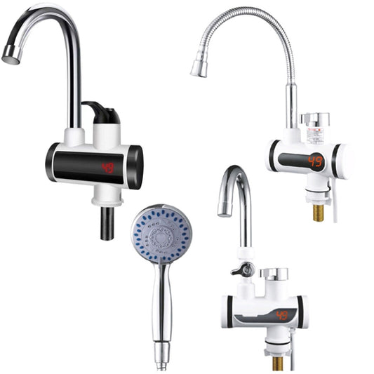 Kitchen Hot and Cold Dual-use Instant Faucets EU Plug, Style: Oblique Screen Type by bashfashion