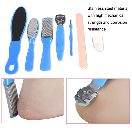 8 In 1 Foot Care Exfoliating Pedicure Knife Tool Foot File Set(Blue) by bashfashion