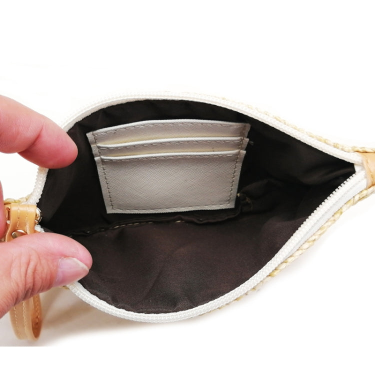 Ladies Straw Clutch Coin Purse Summer Beach Bag, Color: Large Beige With Zipper Bag by bashfashion