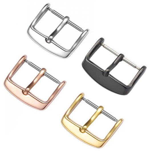 5pcs IP Plated Stainless Steel Pin Buckle Watch Accessories, Color: Gold 16mm by bashfashion
