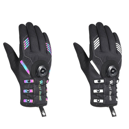 A Pair WEST BIKING Cycling Breathable Self-locking Gloves with Buckle, Size: L(Colorful Type) by WEST BIKING