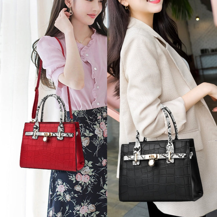 2613 2 In 1 Large Capacity Stone Pattern Bags(Black) by bashfashion