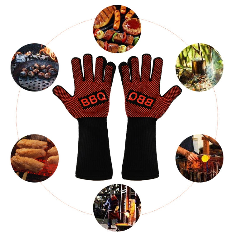 1 Pair High Temperature Resistant Silicone BBQ Gloves Anti-Scalding Gloves(Fish Bone Red) by bashfashion