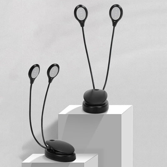 GQ011001 Double-pole 8LED Lamp Bead Music Stand Light(Battery Model+USB) by bashfashion