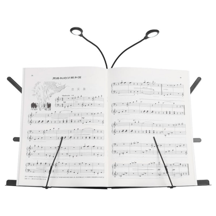 GQ011001 Double-pole 8LED Lamp Bead Music Stand Light(Battery Model+USB) by bashfashion