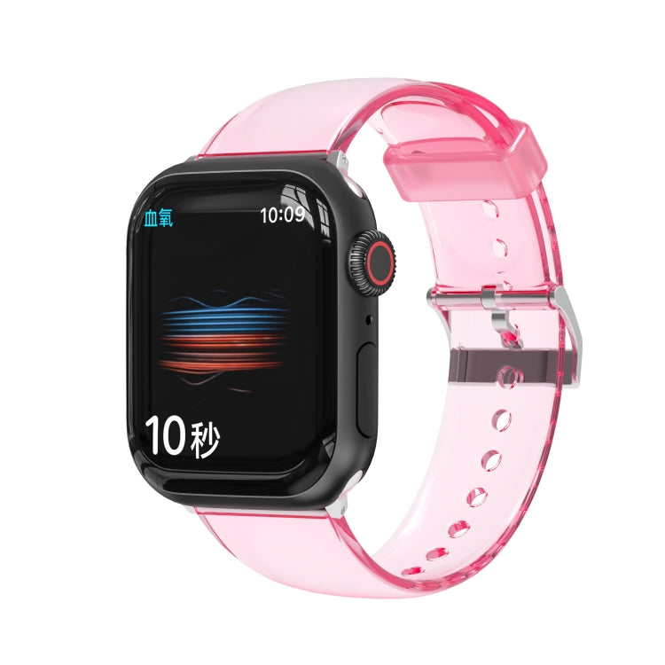 TPU Fuel Injection Watch Band For Apple Watch Series 7 45mm /6&SE&5&4 44mm /3&2&1 42mm(Transparent Pink Purple) by null