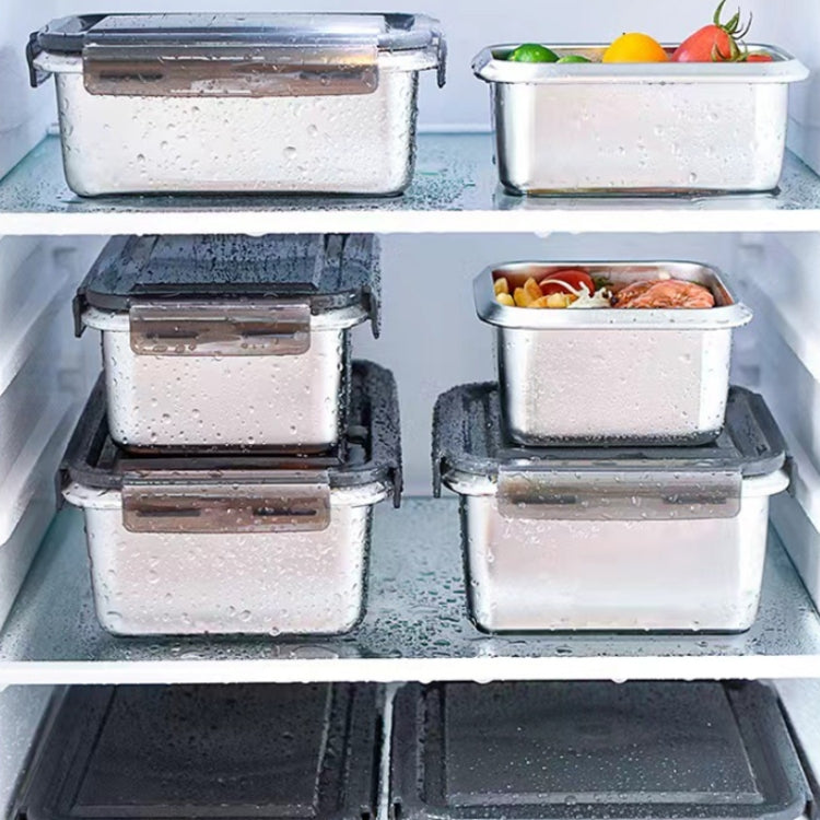 Refrigerator Refrigerated Storage Stainless Steel Airtight Crisper, Capacity: Rectangular 3 PCS/Set by bashfashion