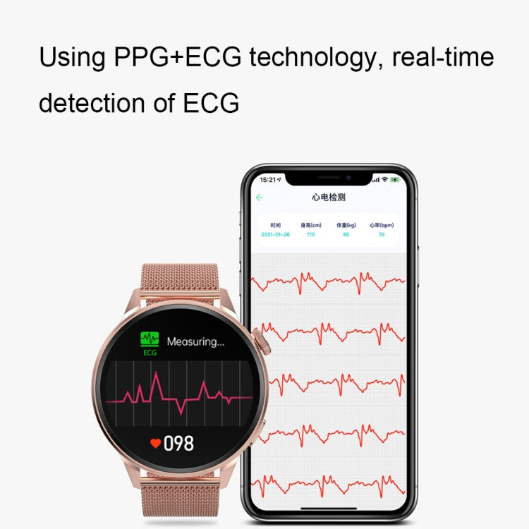 Wearkey DT4+ 1.36 Inch HD Screen Smart Call watch with NFC Function, Color: Gold Steel by Wearkey