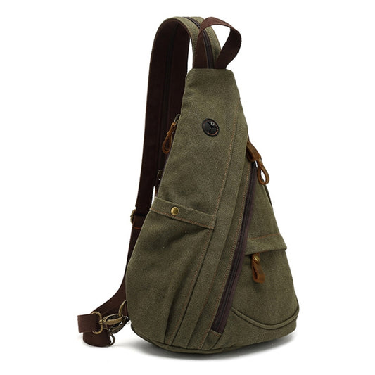 Large Capacity Casual Canvas Chest Bag Men Shoulder Messenger Bag(Army Green) by bashfashion