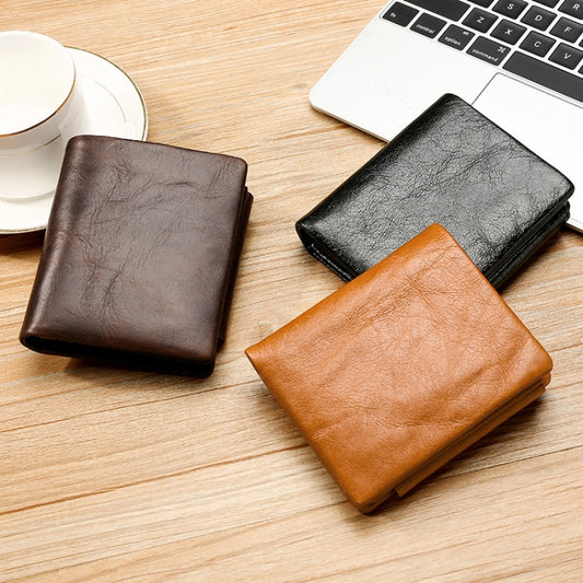 TP-191 RFID Multifunctional Tri-Fold Retro Men Genuine Leather Wallet(Coffee) by bashfashion