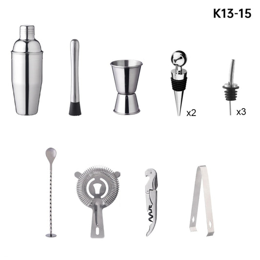 Bamboo and Wood Rack Bartending Tool Set, Spec: K13-15 by bashfashion