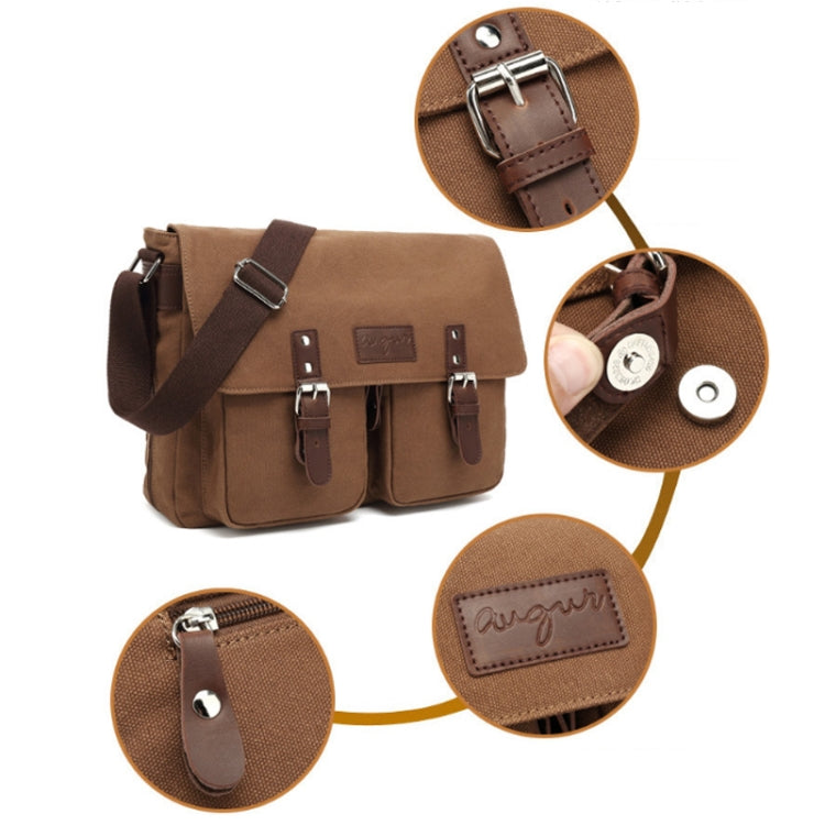 AUGUR Men Single-shoulder Crossbody Messenger Canvas Bag(Coffee) by AUGUR