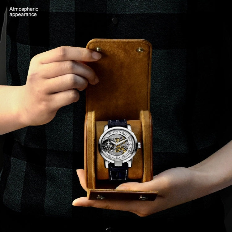 PU Leather Watch Protective Dustproof Display Box Portable Storage Box(Brown) by bashfashion