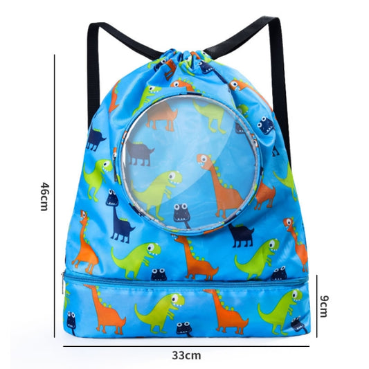 Wet And Dry Separation Waterproof Drawstring Shoulder Beach Swimming Bag For Children Blue L by bashfashion