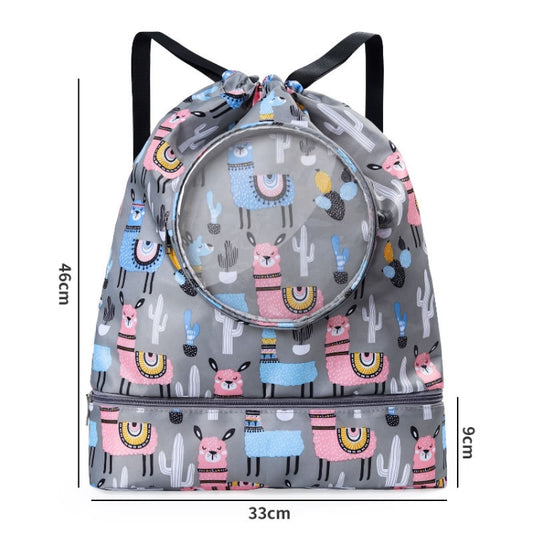 Wet And Dry Separation Waterproof Drawstring Shoulder Beach Swimming Bag For Children Gray L by bashfashion