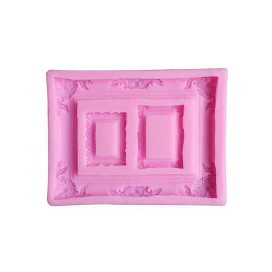 Vintage Photo Frame Liquid Silicone Fondant Mould(Pink) by bashfashion