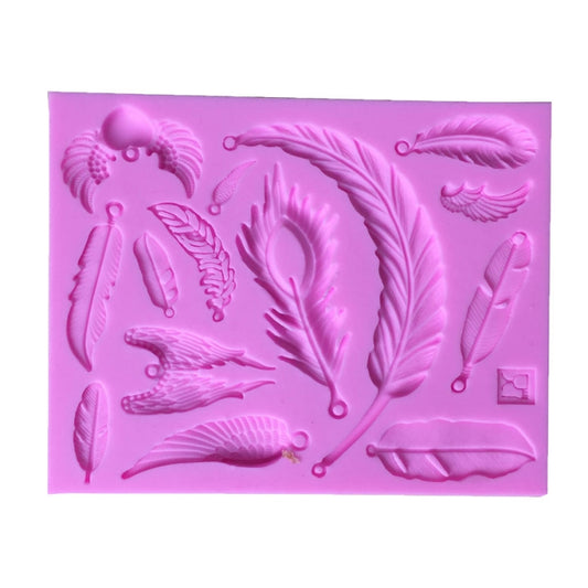 2 PCS Feather Shaped Fondant Cake Silicone Mold Baking Cake Decorating Tools by bashfashion