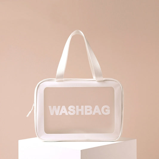 2 PCS Frosted Translucent Waterproof Storage Bag Cosmetic Bag Swimming Bag Wash Bag White L by bashfashion