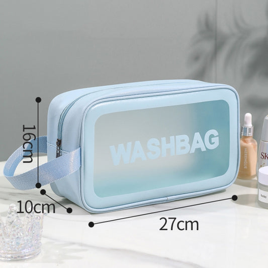 2 PCS Frosted Translucent Waterproof Storage Bag Cosmetic Bag Swimming Bag Wash Bag Blue M by bashfashion