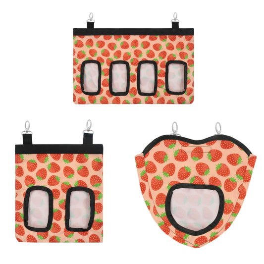 Pet Rabbit Guinea Pig Hanging Feeding Hay Storage Bag, Specification: Strawberry One-hole by bashfashion