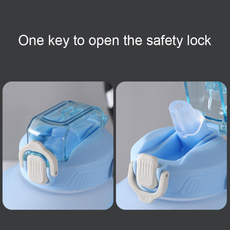 2300ml Large Capacity Gradient Straw Cup Sports Bottle With Scale(Black) by bashfashion