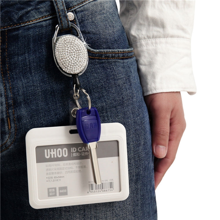 Ceramic Clay Pull Buckle Metal Retractable Keychain Document Buckle(Black) by bashfashion